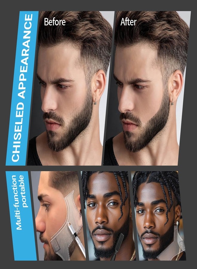 Noerrors Barber Pencil for Lineup White Beige Skin Tone Magic Hairline Pencils Barber Chalk Set Beard Guide Pen with Sharpener Ruler Brush for Hair Design Shaping Trace Grooming Makeup Tool for Men - Image 4